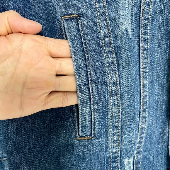 "Heartbreaker" Embroidered, Distressed Jean Jacket - Picture 6 of 12